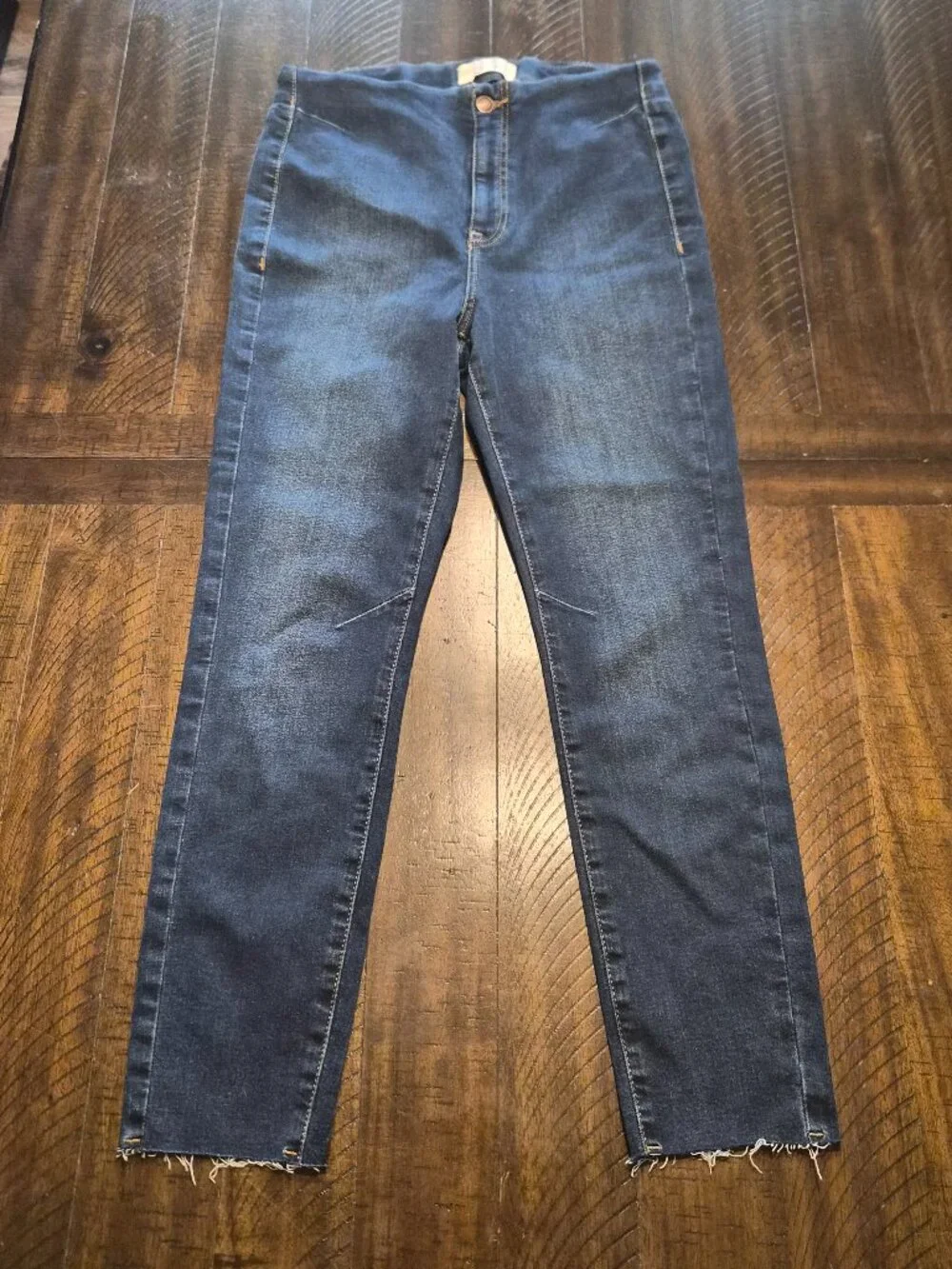 Free People Feel Like Sunshine Blue Denim Dark Wash Jeans Pant Size 31 G715
